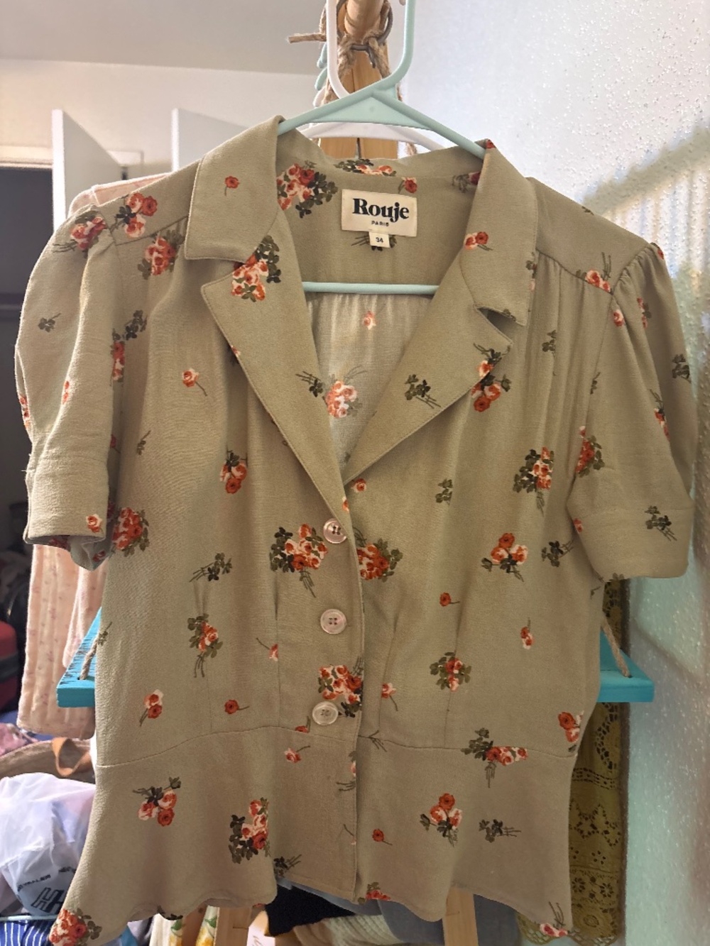 Rouje short sleeve floral shirt size 34 - Picture 2 of 3